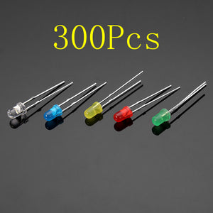 300Pcs 20Ma F3 3MM 5Colors Ultra Bright LED Diode