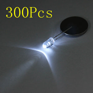 300pcs 20Ma F5 5MM Transparent Ultra Bright White LED Diode