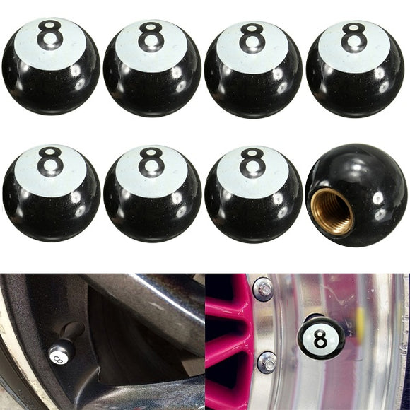 8pcs Universal Car Truck Motor Bike Pool 8 Ball Tire Air Valve Stem Caps Wheel Rim Caps Bolt