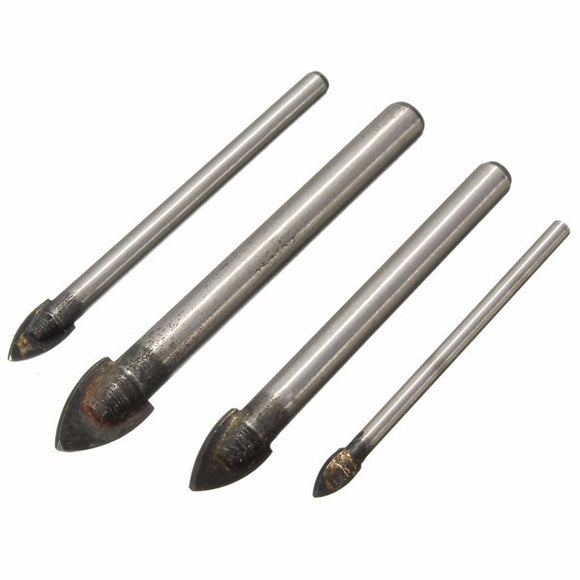 4pcs 4/6/8/10mm Spear Head Drill Bits Tungsten Carbide Tile Glass Drill Bit