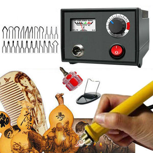 110V 220V 60W Multifunction Wood Burning Pen Tool Pyrography Machine Set Kit Burner