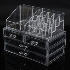 4 Drawer Acrylic Clear Make Up Organizer Cosmetic Display Nail Polish Storage Holder