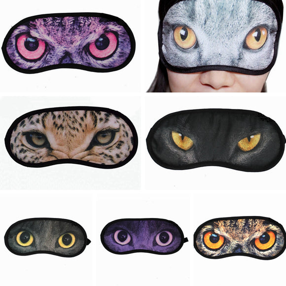 Cat Animal Eye Printed Sleep Masks Eye-shade Travel Aid Sleeping Blindfold Rest Mask