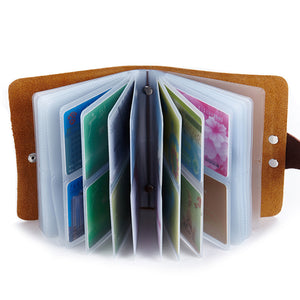 60 Card Slots Card Holder Genuine Leather Big Capacity Wallet For Women Men