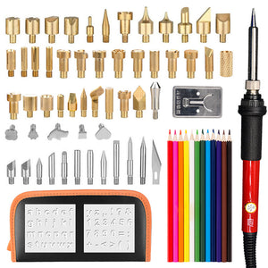 71Pcs Adjustable Temperature Electric Solder Iron Tool Kit Pyrography Wood Burning Carving Embossing Tool