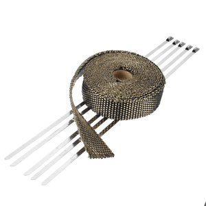 4.5m x 25mm Titanium Header Exhaust Heat Wrap Tape Protection with Stainless Steel Zip Ties