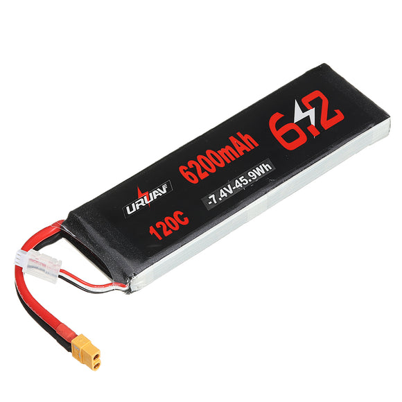 URUAV 7.4V 6200mAh 120C 2S Lipo Battery XT60 Plug for RC Racing Drone RC Car Airplane