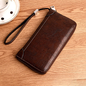 Men Retro PU Long Wallet Card Holder 5.5 Inches Phone Bag