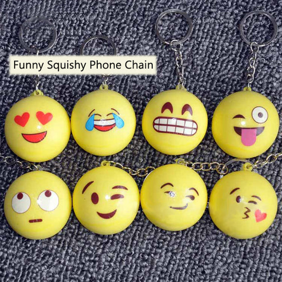 Honana DX-157 10PCS Funny Emoji Face Squishy Toys Stress Reliever Phone Chain Hang Decorations