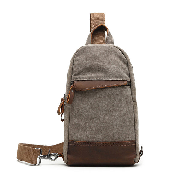 VIintage Canvas Multi-functional Large Capacity Outdoor Sling Bag Chest Bag Crossbody Bag