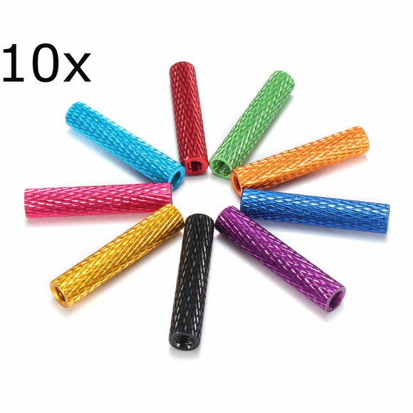 Suleve M3AS6 10Pcs M3 28mm Knurled Standoff Aluminum Alloy Anodized Spacer