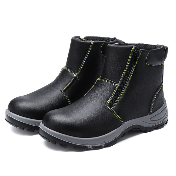 lens Men's Safety Steel Toe Non-Slip Zipper Boots Waterproof Outdoor Welding Work Shoes