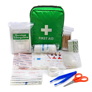 Green First Aid Kit With Bag SOS for Outdoor Camping Travelling Scissors Bandage Disposable Gloves