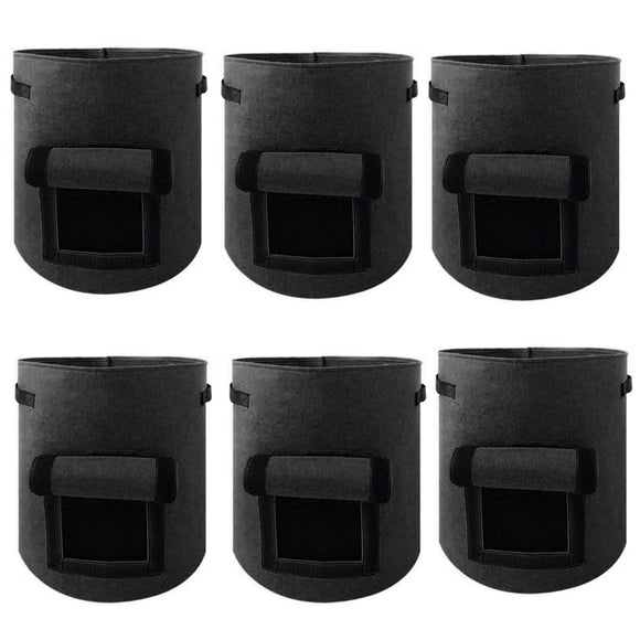 6Pcs 10 Gallon 37L Black Potato Planting Bag Pot Planter Vegetable Container Growing Garden