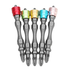 Broppe 5pcs 65mm PH2 Magnetic Screwdriver Bits Aluminum Ring 1/4 Inch Hex Shank Drywall Screwdriver