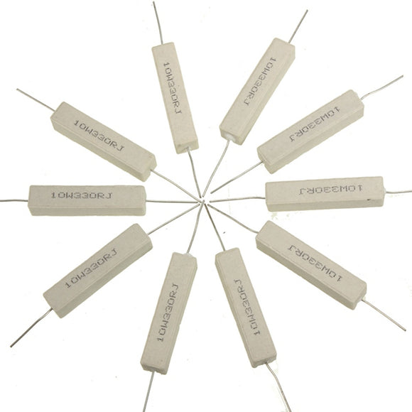 10Pcs Ceramic Cement Power Resistors 330 Ohm 10W Watt 5%