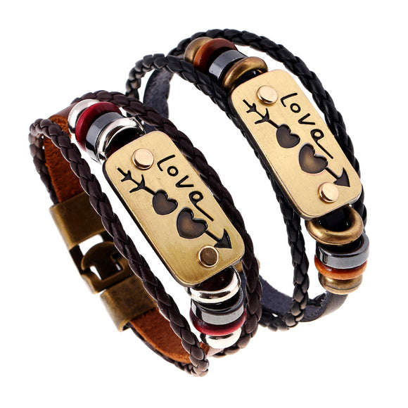 Leather Woven Hand Rope Unisex Men Women Bracelet Jewelry Clothing Accessories Gift