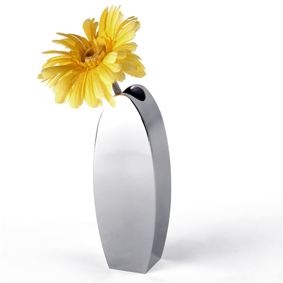 Stainless Steel Oval Flower Vase Office Decor Kitchen Home Table Ornament Gift