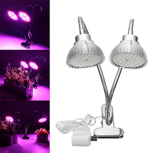 30W Flexible Clip-on Hydroponics Plant LED Dual Grow Light Full Spectrum Flower Lamp