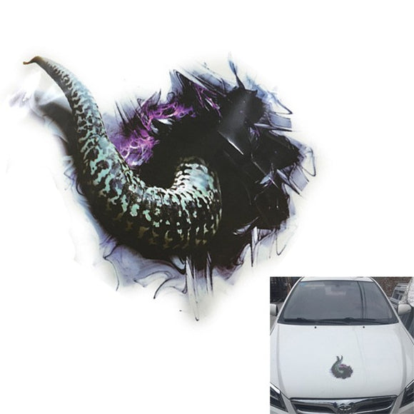 3D Snake Car Sticker Stereoscopic Simulated Gecko Snake Tail Decal 25X30CM