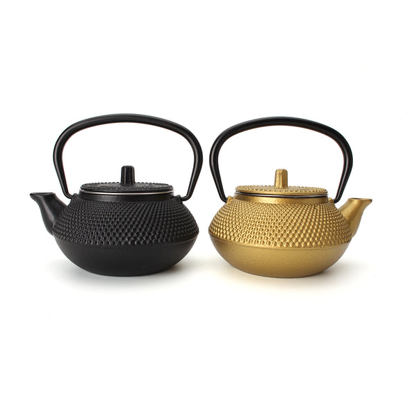 300ml Black/Gold Cast Iron Kettle Japanese Style Teapot with Strainer Tea Pot