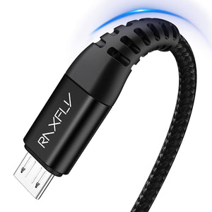 RAXFLY Hi-Tensile 2.1A Braided Micro USB Fast Charging Data Cable 1M For Xiaomi Redmi Note 5 5Plus