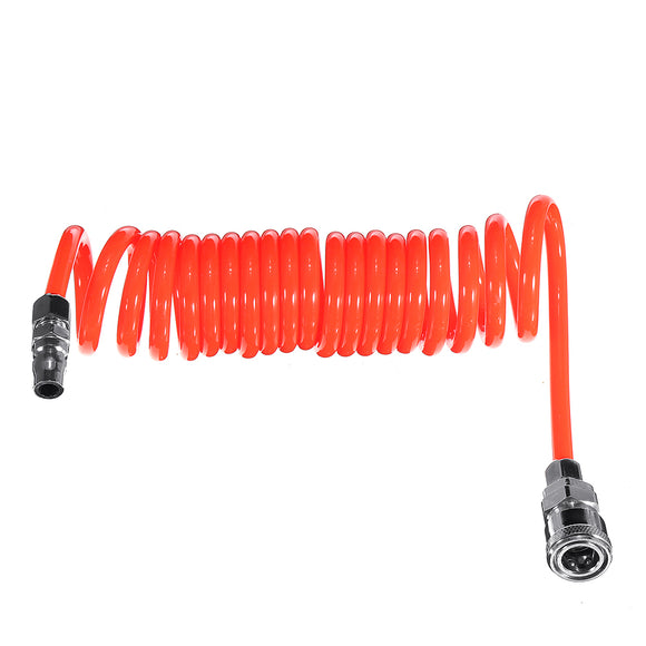 5mm Inner Diameter PU Spriral Air Hose 3-15 Meters Long with Bend Restrictor 1/4 Inch Quick Coupler and Plug