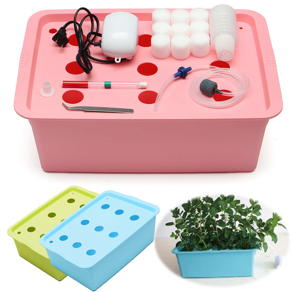 220V Hydroponic System Kit 9 Holes DWC Aerobic Soilless Cultivation Indoor Water Planting Box