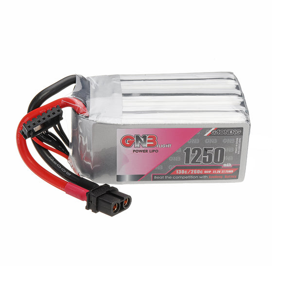 Gaoneng GNB 22.2V 1250mAh 130C/260C 6S Lipo Battery XT60U-F Plug for FPV Racing Drone