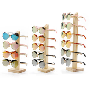 Natural Wood Wooden Sunglasses Eyeglasseses Display Rack Stand Holder Organizer 3/4/5/6 Layers