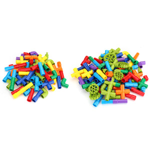 Plastic Multiple Color 72/102Pcs Tube Building Blocks Toy Kids Blocks Toys