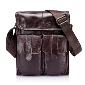 Ekphero Genuine Leather Men Bags Vintage Retro Messenger Bag