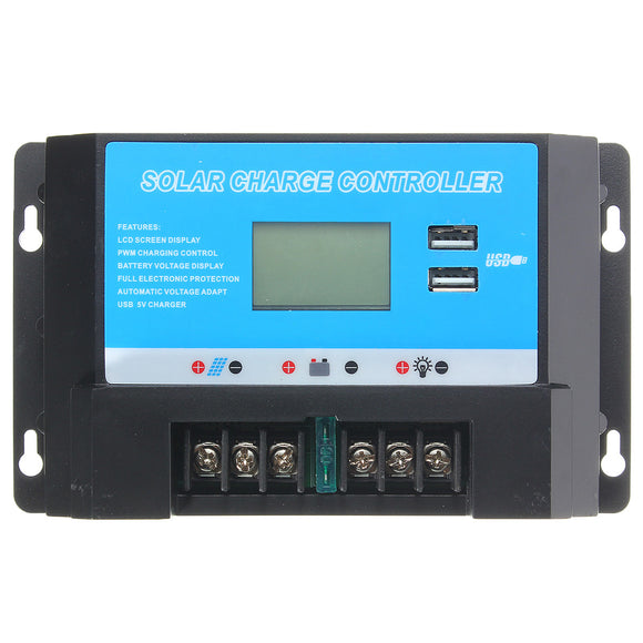 LCD 30A 12/24V Solar Charge Controller Regulator with USB Port