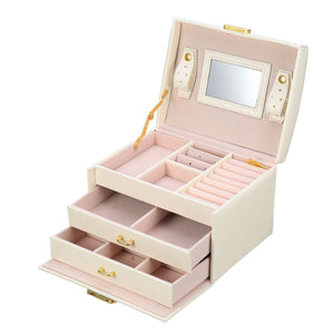 Lockable Velvet Jewelry Display Box Necklace Earing Storage Case Polyurethane Organizer