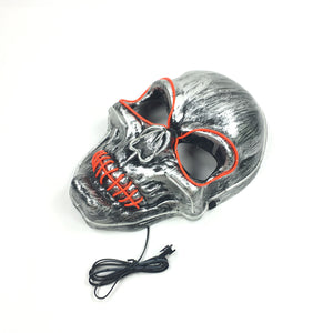 Silver Light Up LED Skeleton Skull Mask Halloween Holiday Light Costume Accessory