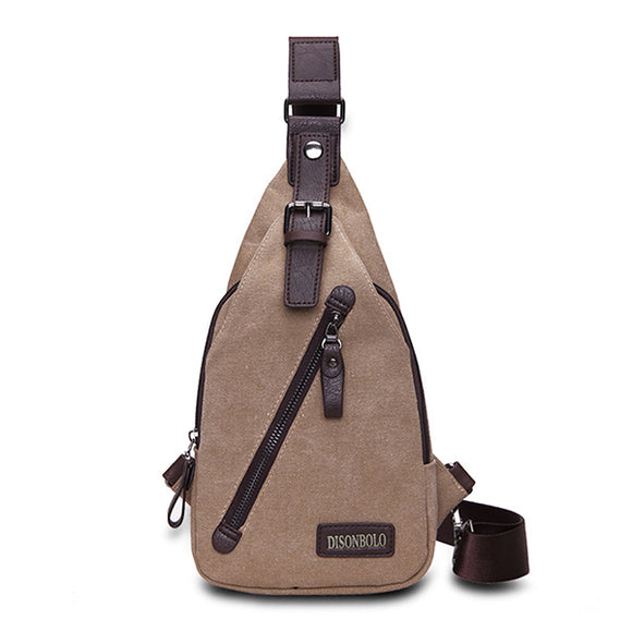 Men Canvas Casual Chest Bag Crossbody Sports Bag Satchel Shoulder Bag