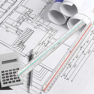 Engineering Tri-color Triangular Scale Ruler 1:25 to 1:500 All Proportions 300mm