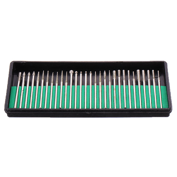 30PCS Diamond Burrs Grits Rotary Tool Drill Bit Manicure Pedicure Grinding Accessories Kit Nail Art Polish