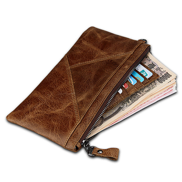 Men RFID Antimagnetic Genuine Leather Vintage Card Holder Clutch Bag Wallet