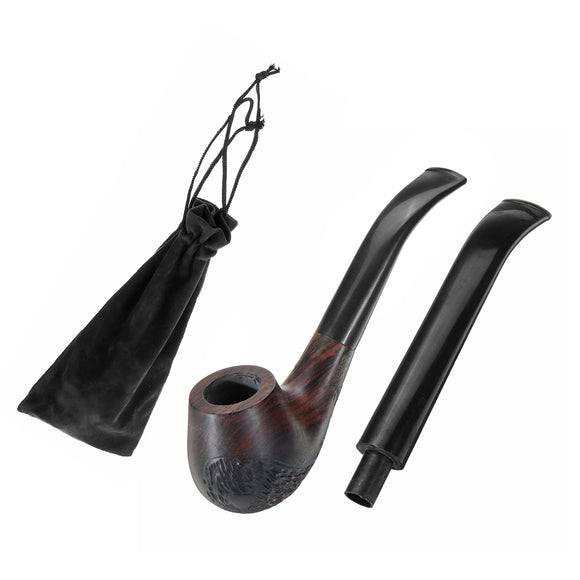 Carven/Smooth Style Man Retro Ebony Red Wooden Cigarettes Smoking Pipes With 2 Mouthpieces Stems