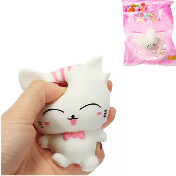 Squishy White Cat Kitten Soft Slow Rising Cute Animals Cartoon Collection Gift Deocor Toy