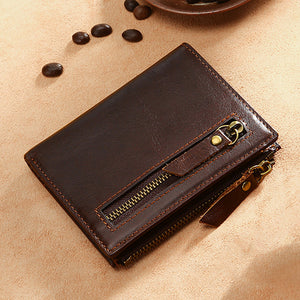 Men RFID Genuine Leather Vintage Wallet Multi-Slots Card Holder