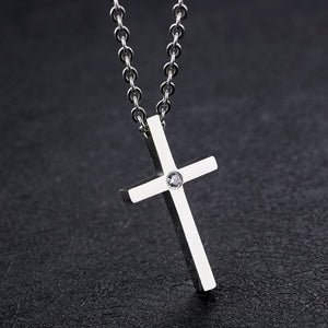 Silver Smooth Simple Cross O Shape Necklace Chain Couple Gifts For Women Men