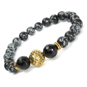 8mm Lion Head Animal Men Bracelet Stretch Natural Stone Jewelry