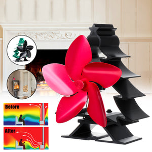 Heat Powered Stove Top Fan 5 Blade Wood Burner Log Burning Christmas 70~240