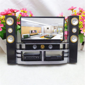 Hi-Fi TV Cabinet Set Combo For Barbie Doll House Furniture Living Room Dollhouse Decoration