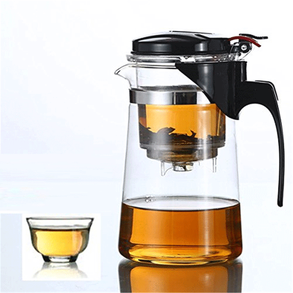 Heat Resistant Filtering Elegant Glass Teapot  Teaset With 6 Teacups