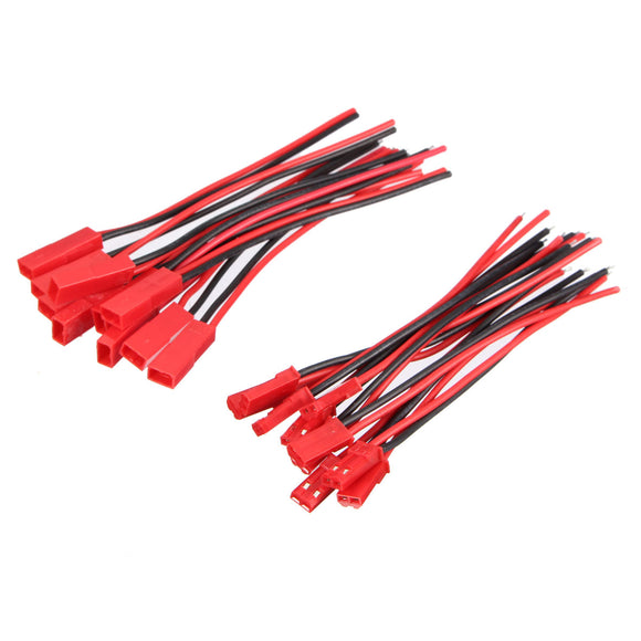 Excellway 10 Pairs 2 Pins JST Male & Female Connectors Plug Cable Wire Line 110mm Red