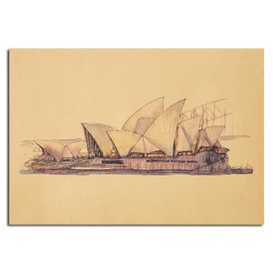 Sydney Opera House Sketch Poster Kraft Paper Wall Poster Sticker 21 inch X 14 inch