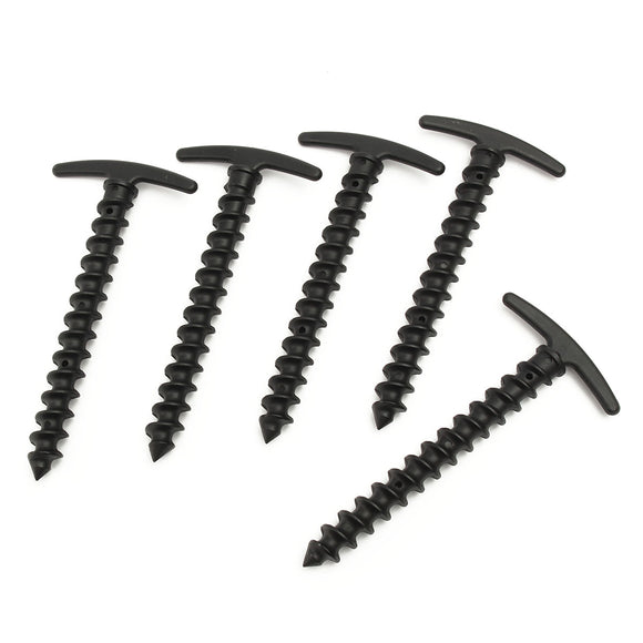 5pcs Plastic Strong Screw Spiral Tent Peg Stakes Nail Outdoor Camping Awning Trip Tent Pins